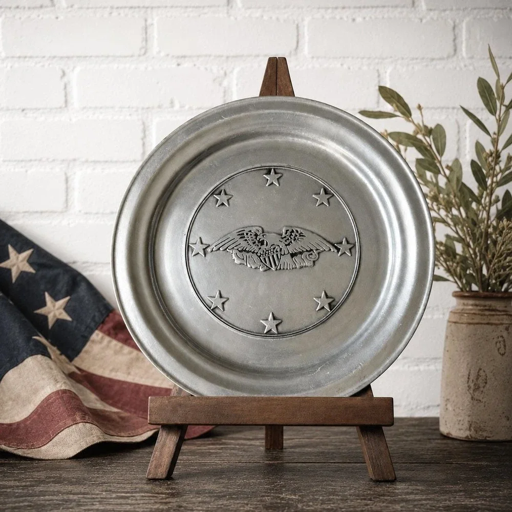 Wilton Armetale Pewter Plate - Military Aviator Wings Eagle Stars -‎ Columbia PA
